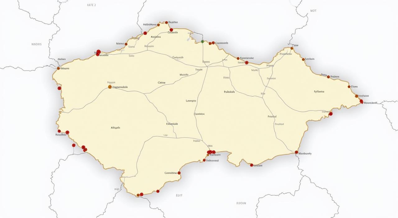 Detailní mapa České republiky s vyznačenými zpoplatněnými dálničními úseky.